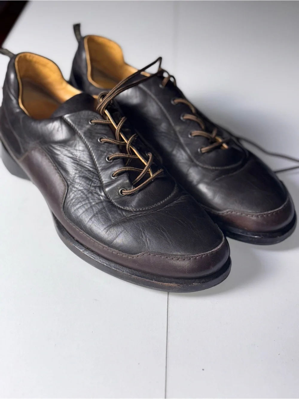 Men's Brown Leather Lace-Up Slip-On Loafers